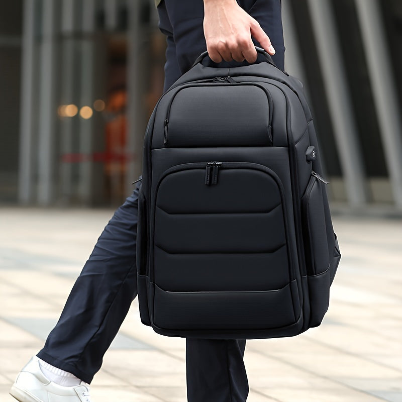 FENRUIEN Men'S Large Capacity Expandable Backpack with USB Charging, 39.62cm Laptop Bag, Durable Oxford Fabric, Multiple Compartments for Travel and Business Use, Travel Backpack | Minimalist Backpack | Durable Zippers, Lapto
