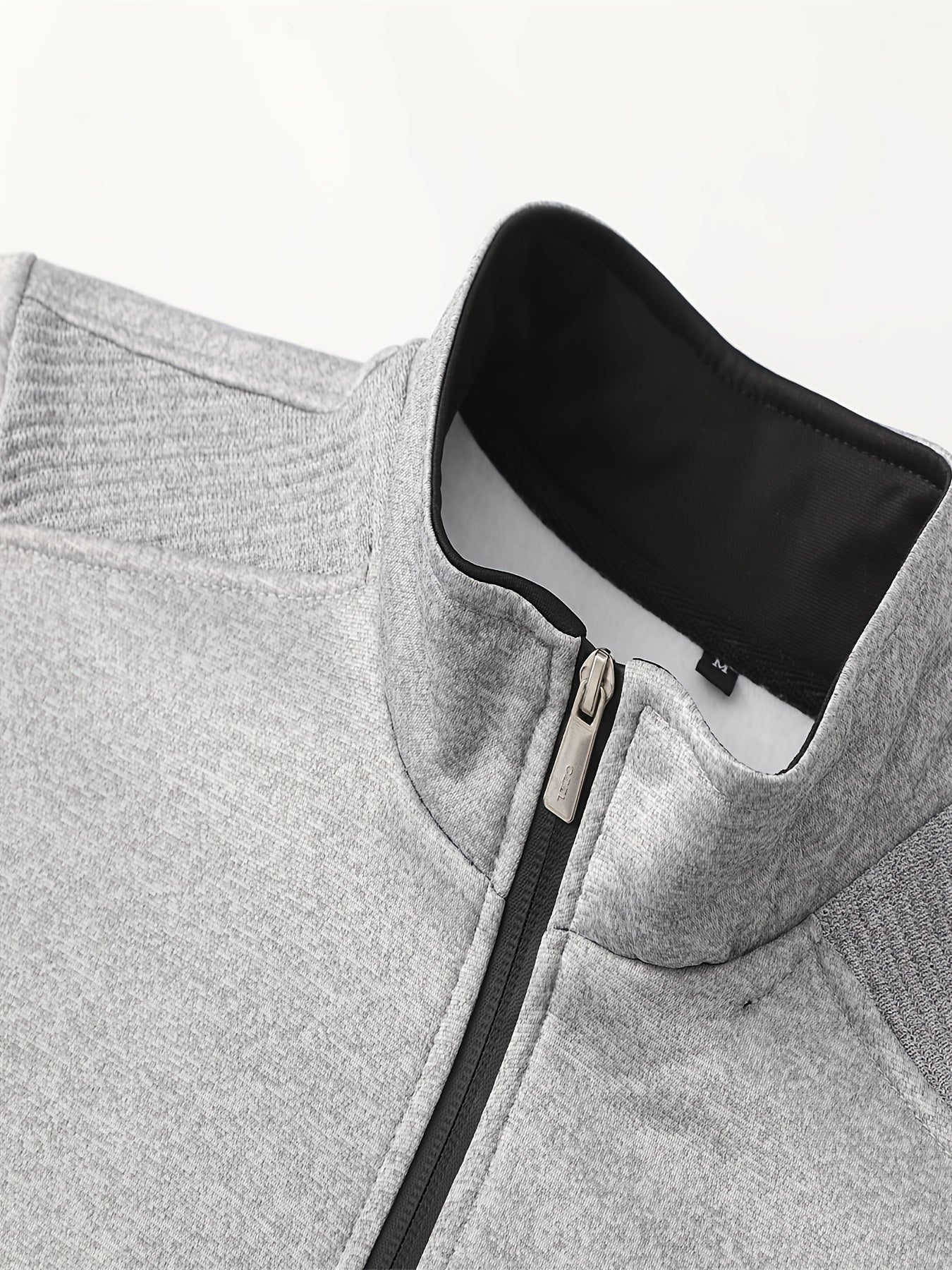 2025 Men'S Athletic Set - White & Black, Long Sleeve, Collared, Non-Stretch Fabric, with Pockets, for Spring/Fall, Casual Sportswear, Casual Sportswear|Modern Athletic|Pocketed Jacket