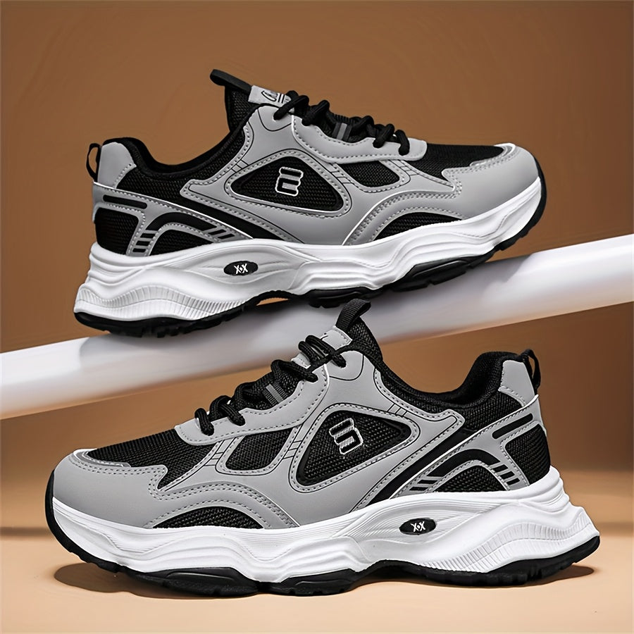 Men'S 2025 New Fashionable Low-Top Sneakers with Thick Sole - Non-Slip, Outdoor Casual Shoes for Teenagers and Young Adults, White and Golden Accents, All-Season Comfort, Casual Footwear | Modern Sneaker Design | Rubber Base