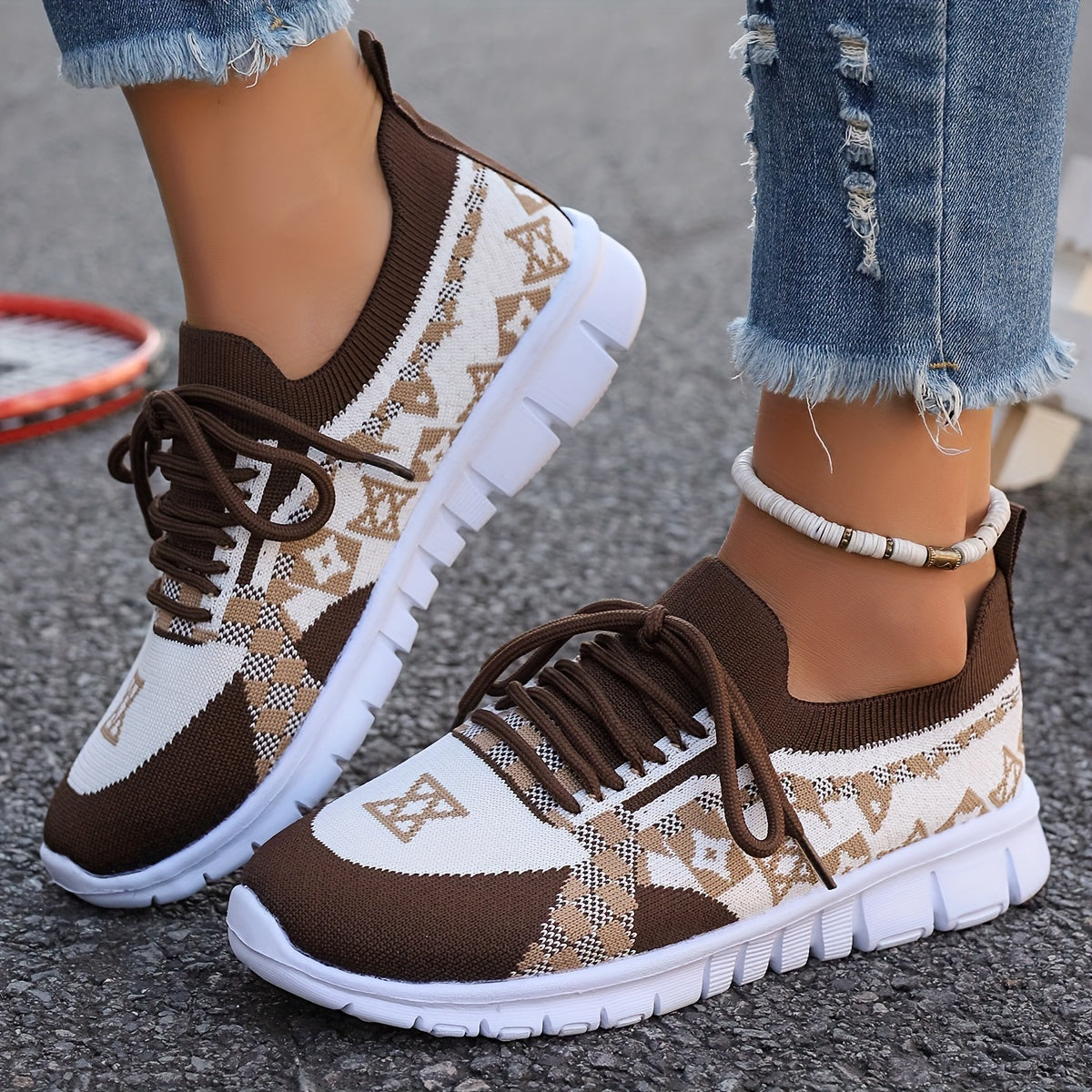 Women's Casual Sneakers Comfort Sport Shoes Fabric Knit Breathable Slip-On All-Season Walking Flats - EVA Sole Non-Slip Athletic Running Footwear - Taizhou North America & Europe Exclusive