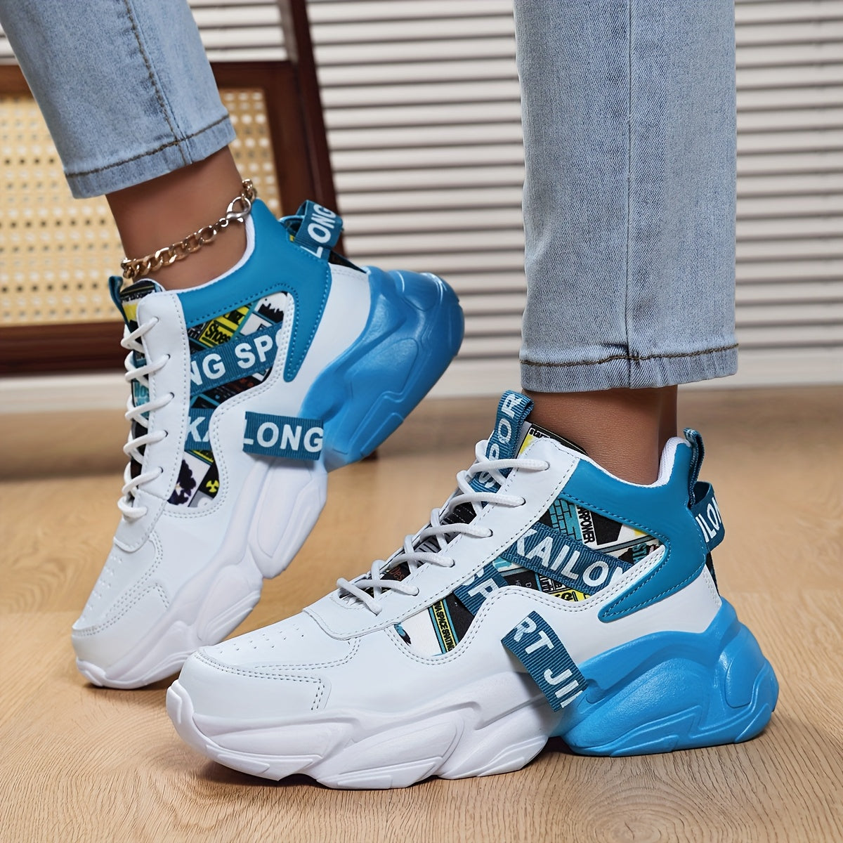 Women'S High-Top Plaid Skate Sneakers - Lightweight, Non-Slip, Shock-Absorbing Sneakers with EVA Sole, Synthetic Faux Leather Upper & Fabric Lining for All-Season Sports and Casual Wear, Casual Sneakers | Stylish Lace-Up Shoe