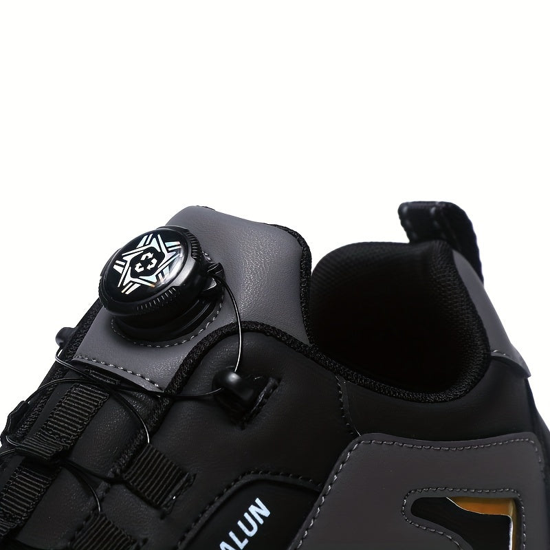 Men's Striped Casual Shoes Rotary Buckle Comfy Durable Outdoor Jogging Hiking Fishing, All Seasons