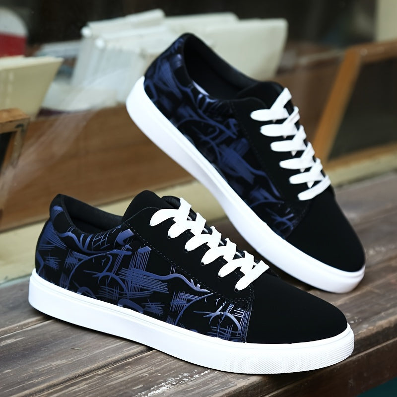 Men's Trendy Street Style Low Top Skateboard Shoes, Comfy Non Slip Lace Up Casual Sneakers For Men's Outdoor Activities