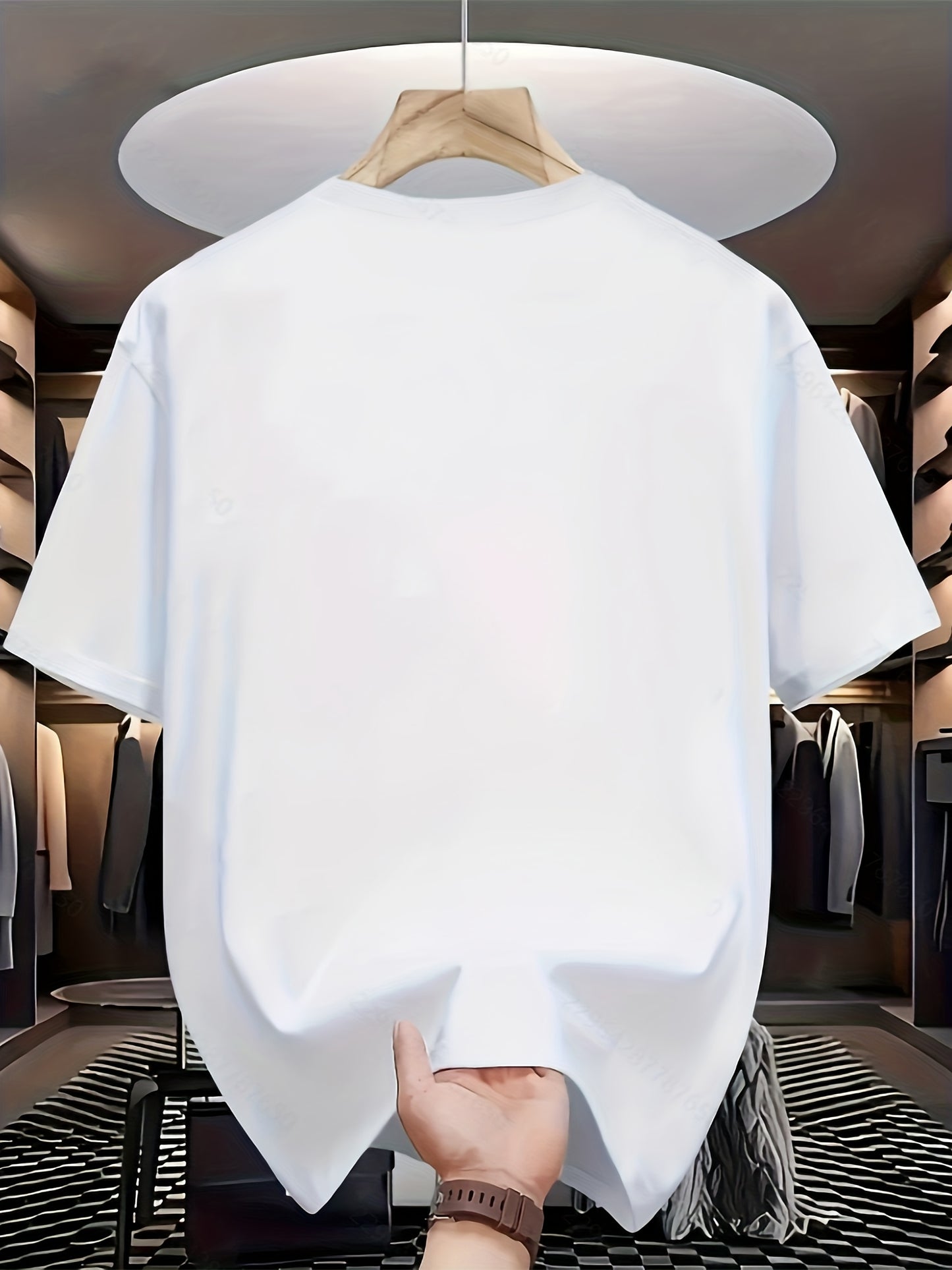 Men's Casual Graphic T-Shirt - Soft Polyester Blend, Crew Neck, Short Sleeve, Summer Style with Unique Moon and Figures Print, Lightweight and Comfortable for Casual Attire, Everyday Tshirt | Artistic Design Shirt | Lightweig