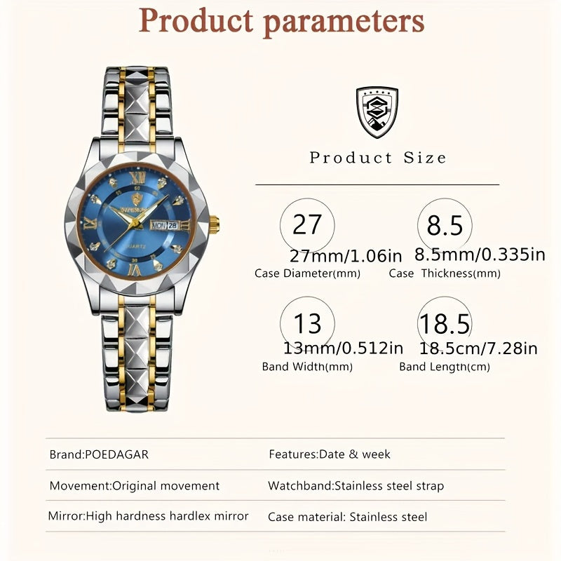 Women's Casual Luxury Simple Luminous Calendar Quartz Watch
