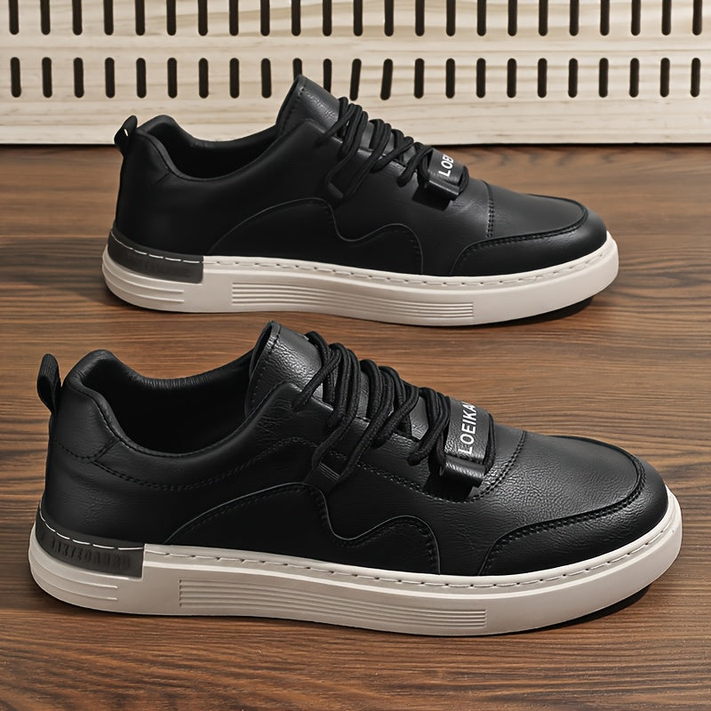 Men'S Casual Low-Top Sneakers - Lightweight, Comfortable & Versatile Skate Shoes in Black with White Accents, Lace-Up Design for Outdoor Hiking & Casual Wear, Outdoor Hiking Shoes | Stylish Lowtops | Comfortable Footwear