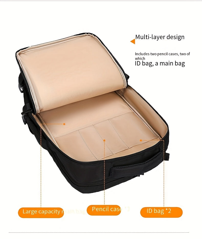Men's Professional Laptop Backpack - Large Capacity Business Backpack with 39.62cm Laptop Compartment, Heavy-Duty Zipper Closure, Padded Shoulder Straps - Sleek Black Backpack for Office, Travel, Meetings - Durable Carry-On B