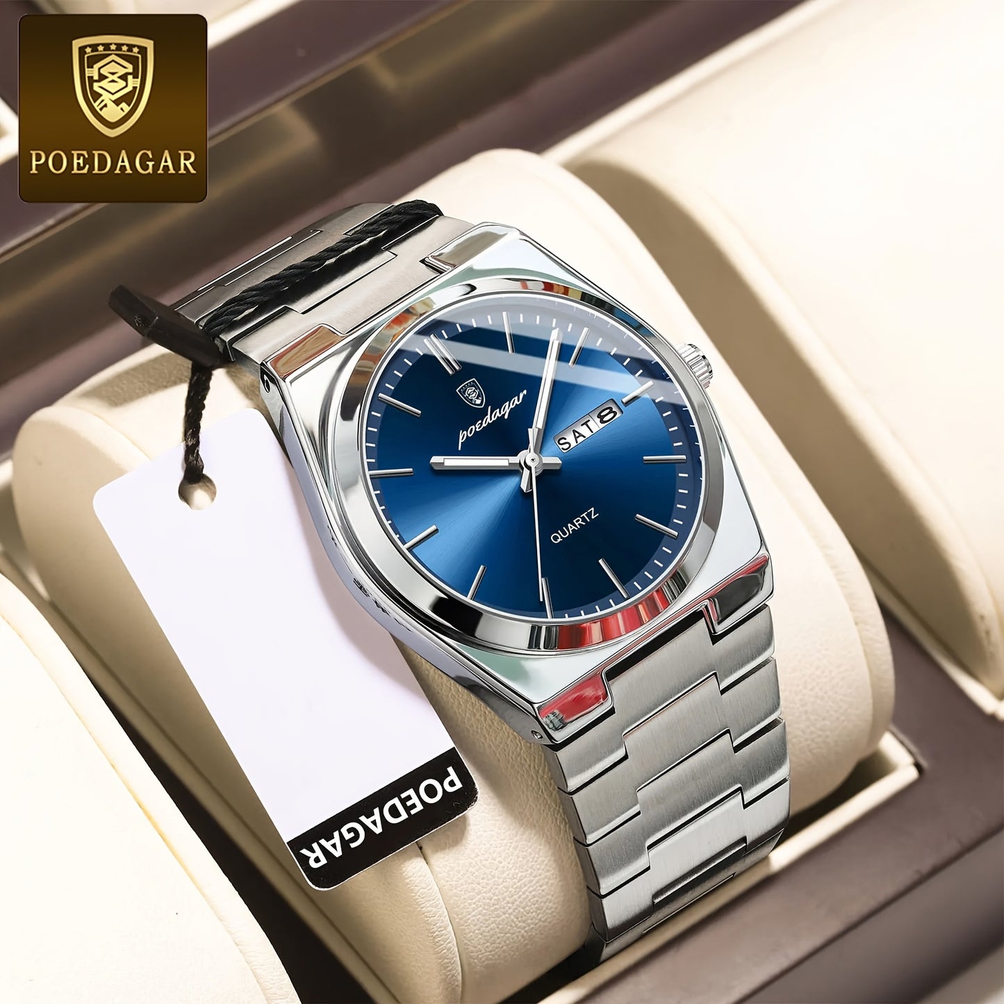 POEDAGAR New Men's Stainless Steel Quartz Wristwatch, Luminous Calendar Men's Watch, Ideal Choice For Gifts