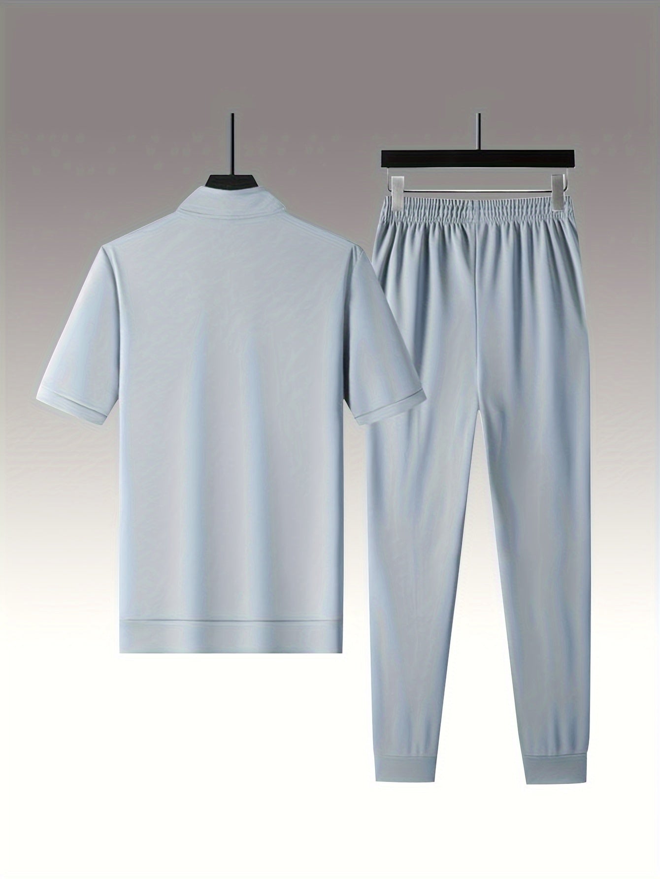 Men's Summer Casual Stand Collar Drawstring Sportswear Set