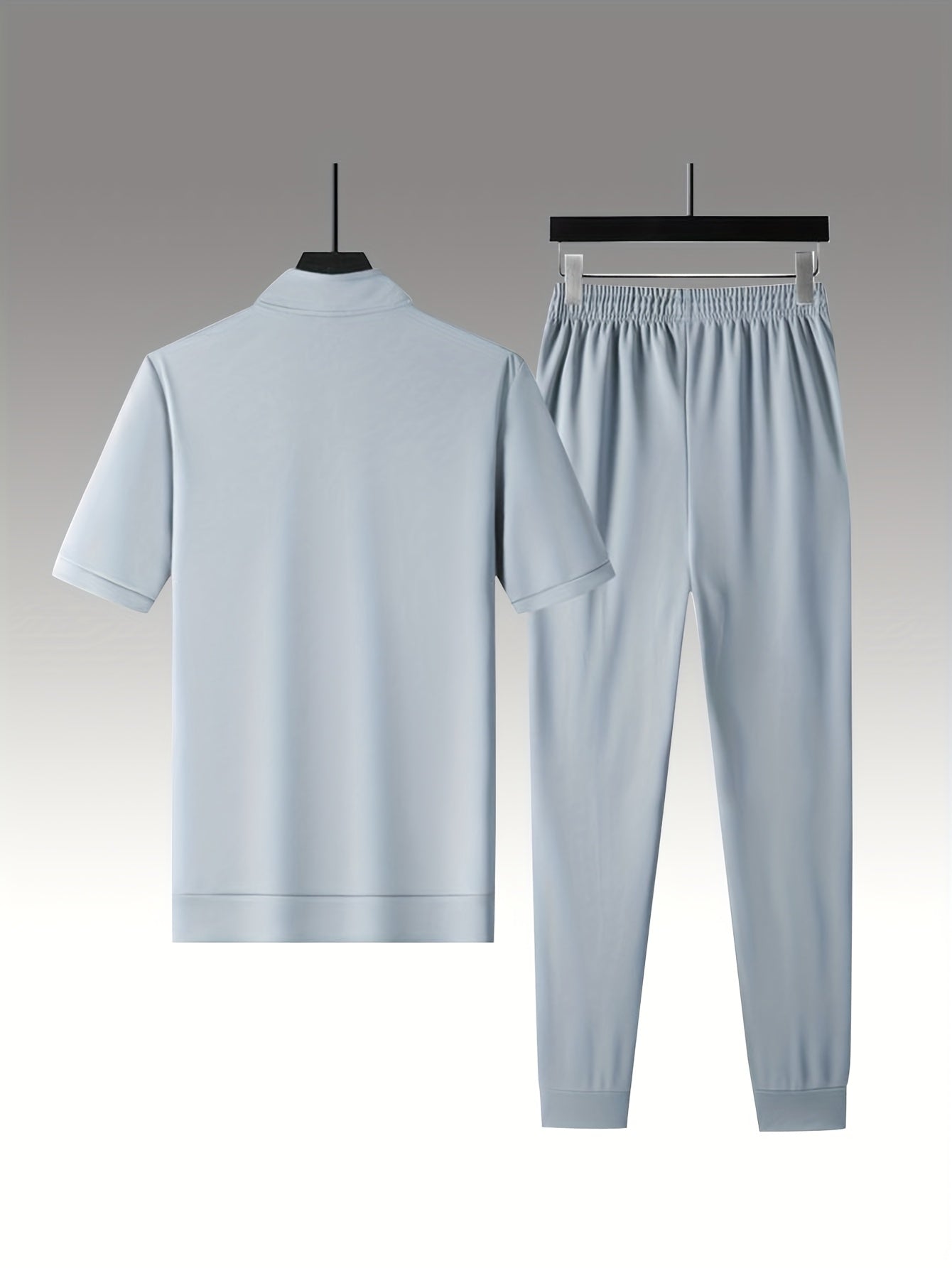 Men's Summer Casual Stand Collar Drawstring Sportswear Set
