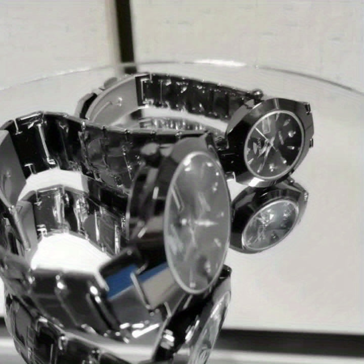 2pcs Couple Watches for Men & Women - Stainless Steel Strap, Rhinestone Accents, Luminous HD Display with Week Calendar, Quartz Movement, Elegant Gift for Valentine's Day, Mother's Day, Father's Day, Special Occasion Watch |
