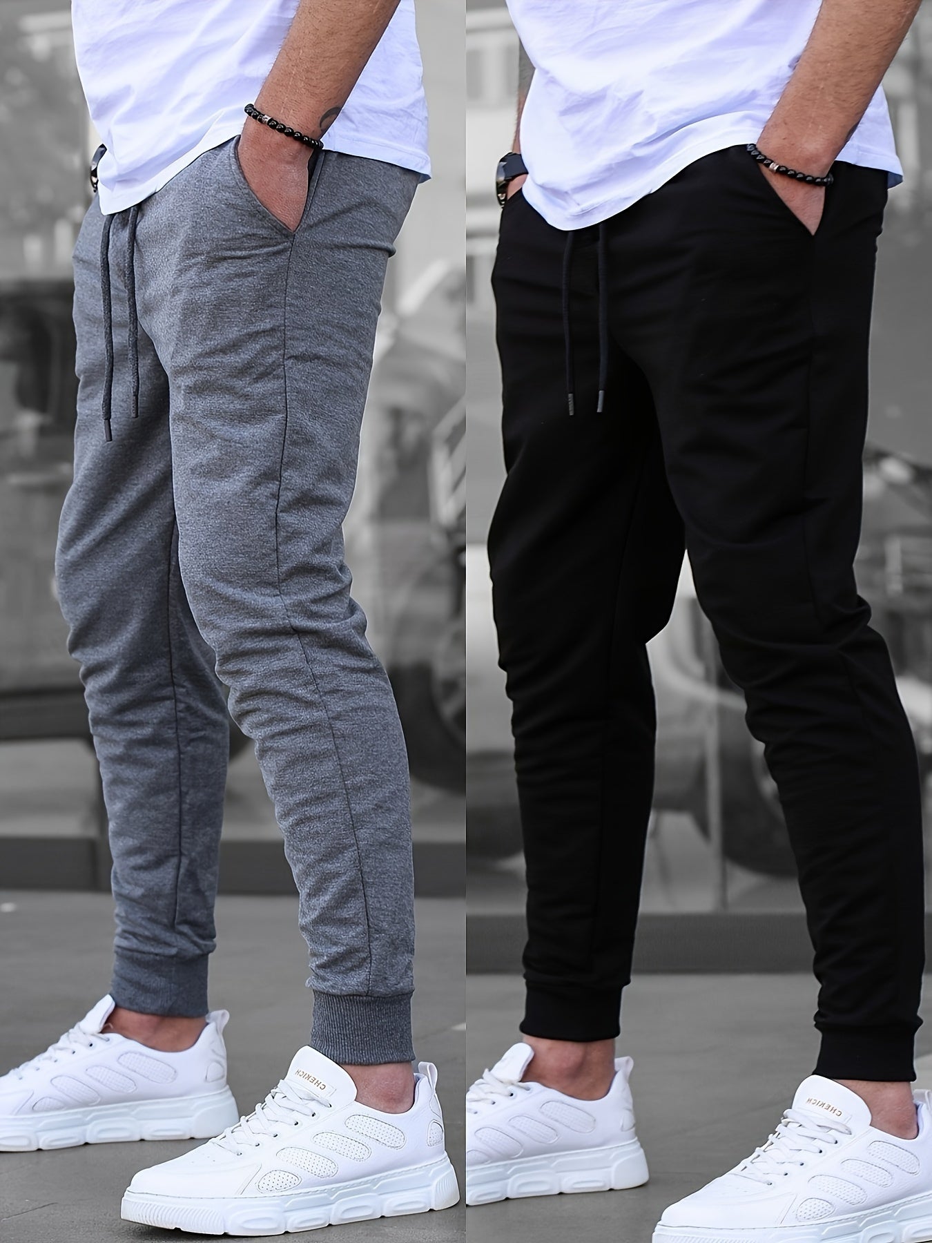 Men's Solid Color Jogger Sports Pants With Drawstrings, Casual Lightweight And Breathable Running Fitness Slim Pants Outdoor Trousers