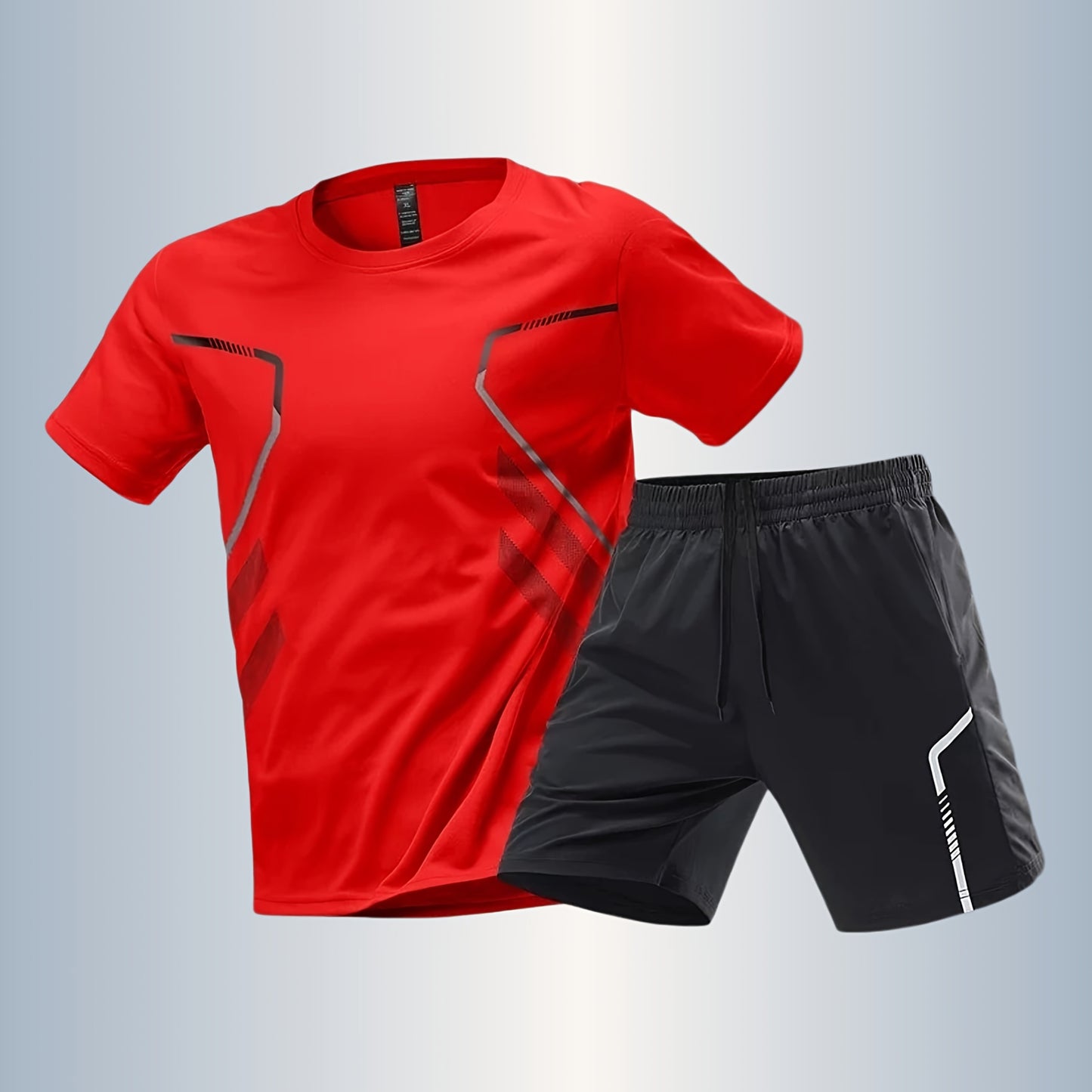 Men'S Lightweight Running Set - Breathable, Quick-Dry Athletic Wear with Zipper Pockets, Ideal for Outdoor Fitness & Training, Casual Sportswear|Casual Sportswear, Athletic Wear