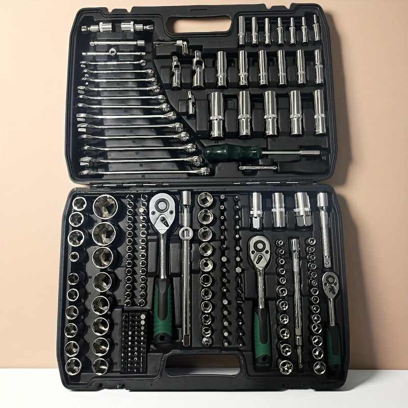Multifunctional Integrated-Piece and 216pcs Car Repair Set, Suitable, Bicycles, Motorcycles Manual Wrench Socket Set, All-in-One Integrated Solution WY46&216-H4-0510-14