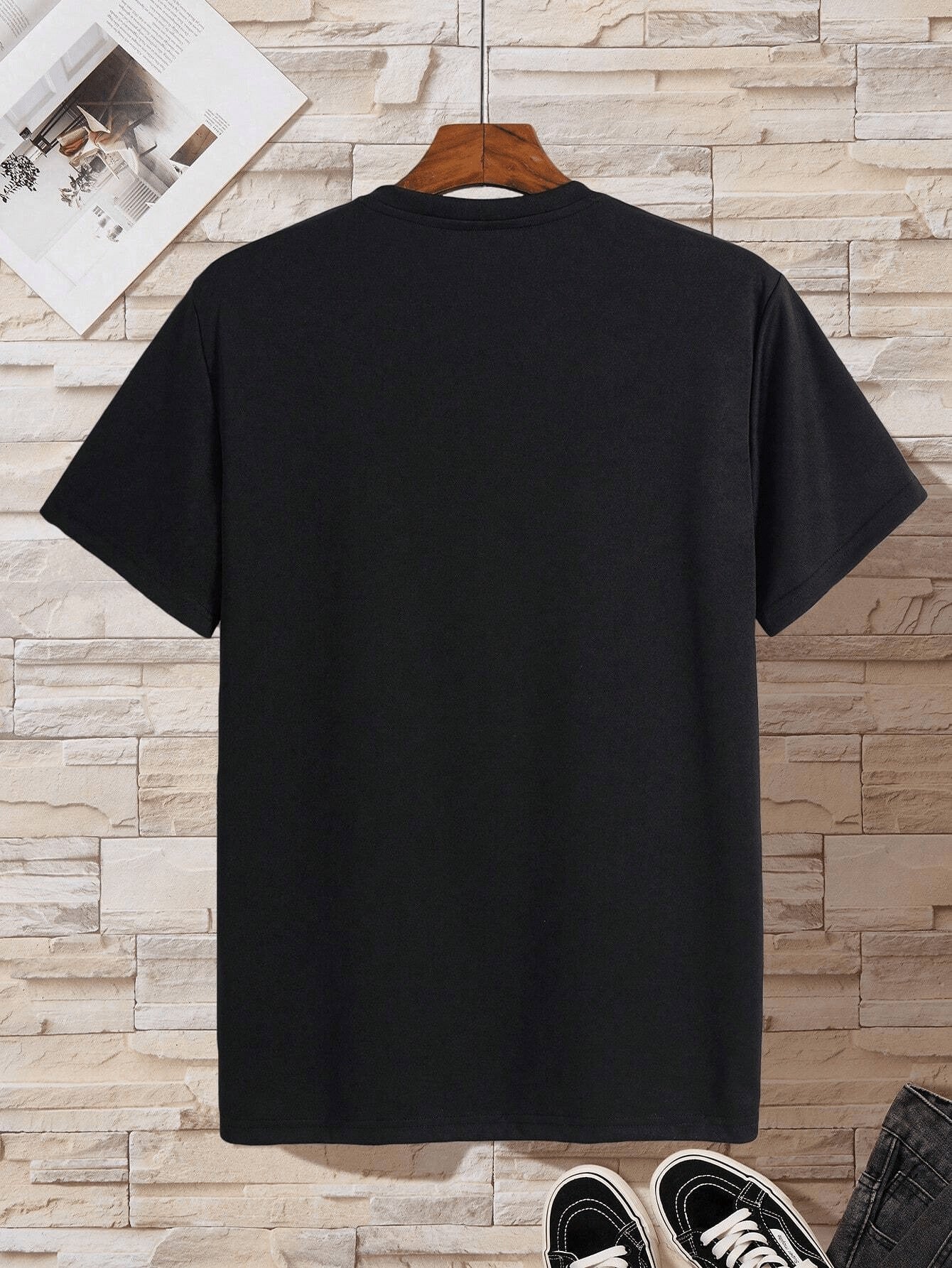 Men'S V-Neck Short Sleeve T-Shirt - Lightweight & Breathable, Casual Fit, Solid Black, Perfect for Summer, High-Quality Knit Fabric, Everyday Tshirt | Casual Style | Comfortable Fit