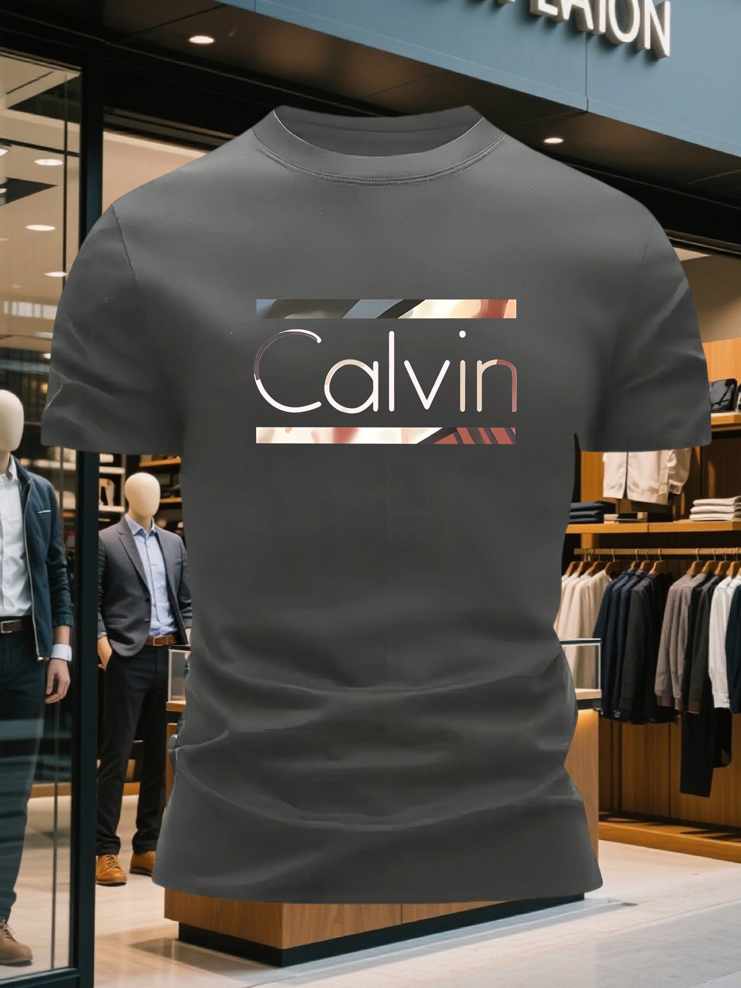 Men'S Bright Pink CALVI Graphic T-Shirt - Soft Breathable 100% Cotton Crewneck Tee, Everyday Casual Shirt for Office, Outings & Gym - Minimalist Modern Top, Comfortable Clothing, Stylish Letter Print, Durable Fabric, Short Sl