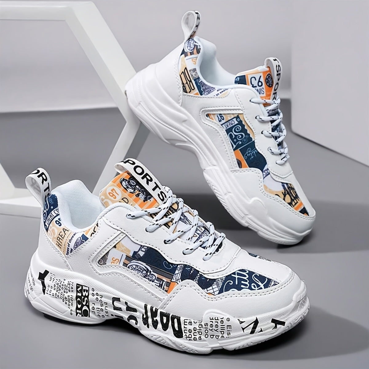 Women'S Fashion Sneakers, Non-Slip Durable Casual Sports Shoes, All-Season Low Top Lace-Up, Plain Toe, Fabric Upper/Inner, MD Sole, Fabric Insole - Hand Washable