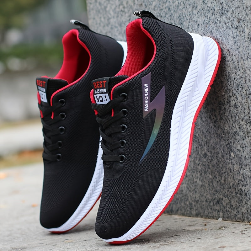Breathable Men's Athletic Sneakers - Lightweight, Non-Slip Running Shoes with Soft Rubber Sole, Stylish Black Mesh Design for All Seasons, Casual & Sporty Wear, Allseason Footwear, Modern Streetwear, Comfortable Fabric Insole