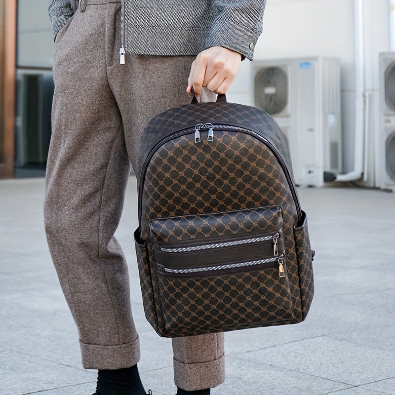 Men's Professional Laptop Backpack - Large Capacity Business Travel Backpack with 39.62cm Laptop Compartment, Multiple Zippered Pockets - Durable Backpack for Work, School, College - Elegant Brown Accent Design - Compatible w