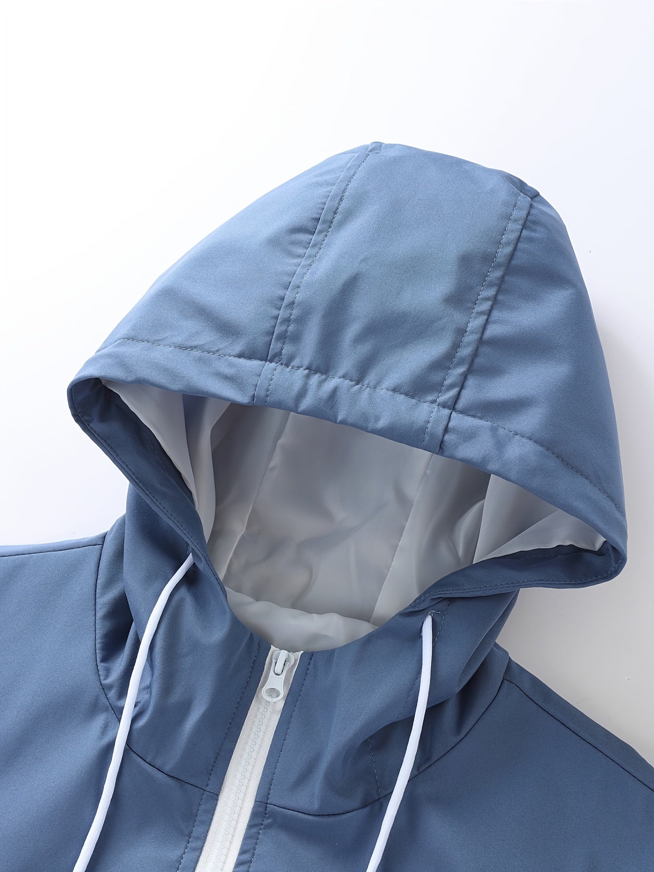 Men's Casual 2-Piece Outfit, Stylish Color Block Zip Up Hooded Jacket, Breathable Solid Color Drawstring Pants