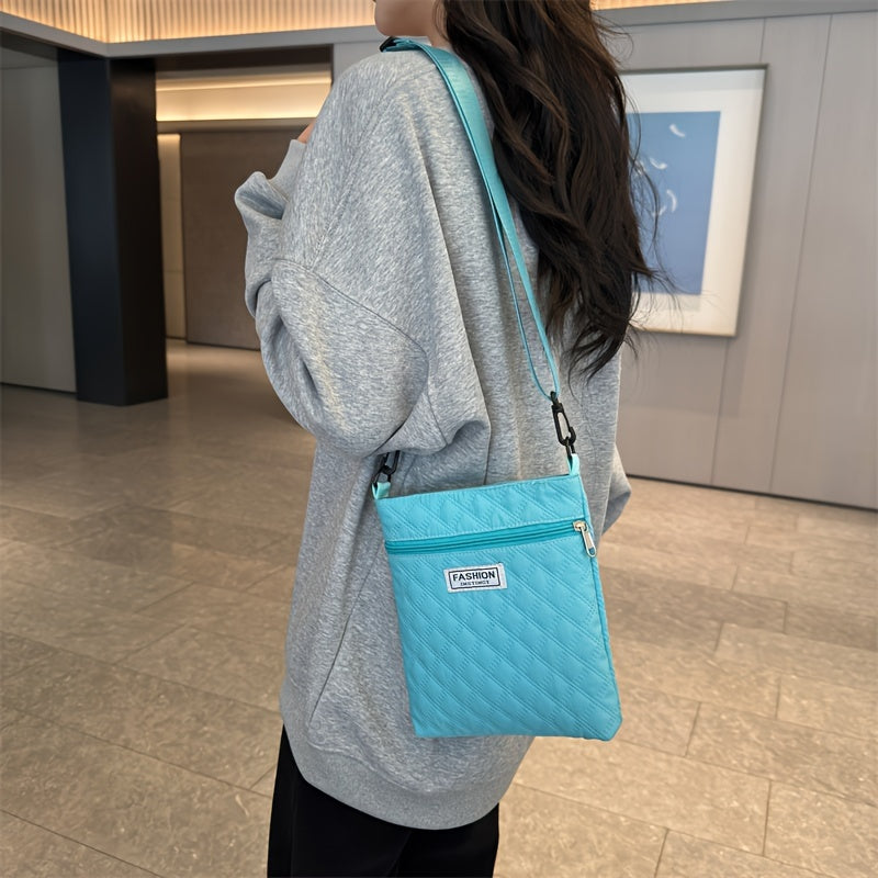 Lightweight Quilted Women's Shoulder Bag with Adjustable Strap – Elegant Solid Color, Detachable Strap, Zipper Closure, Ideal for Daily Use and Travel