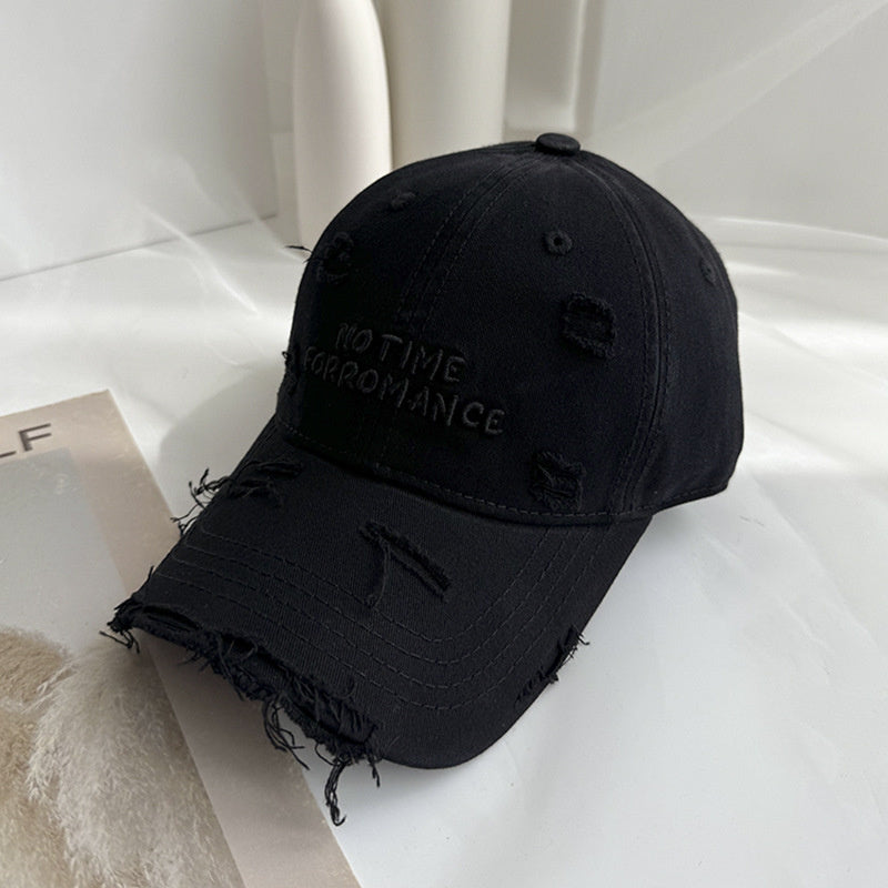 2025 Spring-Summer New Embroidered Letter Distressed Baseball Cap Unisex Versatile Sun Hat for Men and Women