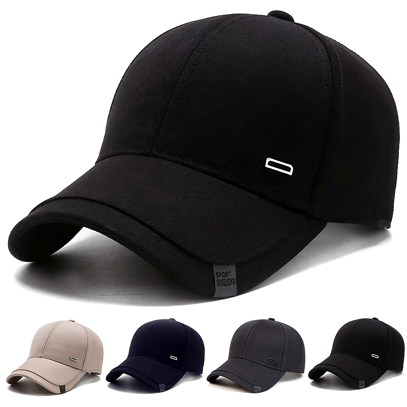 1pc Men's Casual Geometric-Pattern Baseball Cap with Square Silvery Buckle, 100% Polyester Lightweight Adjustable Sun Protection Hat for Spring/Autumn Travel and Beach Parties
