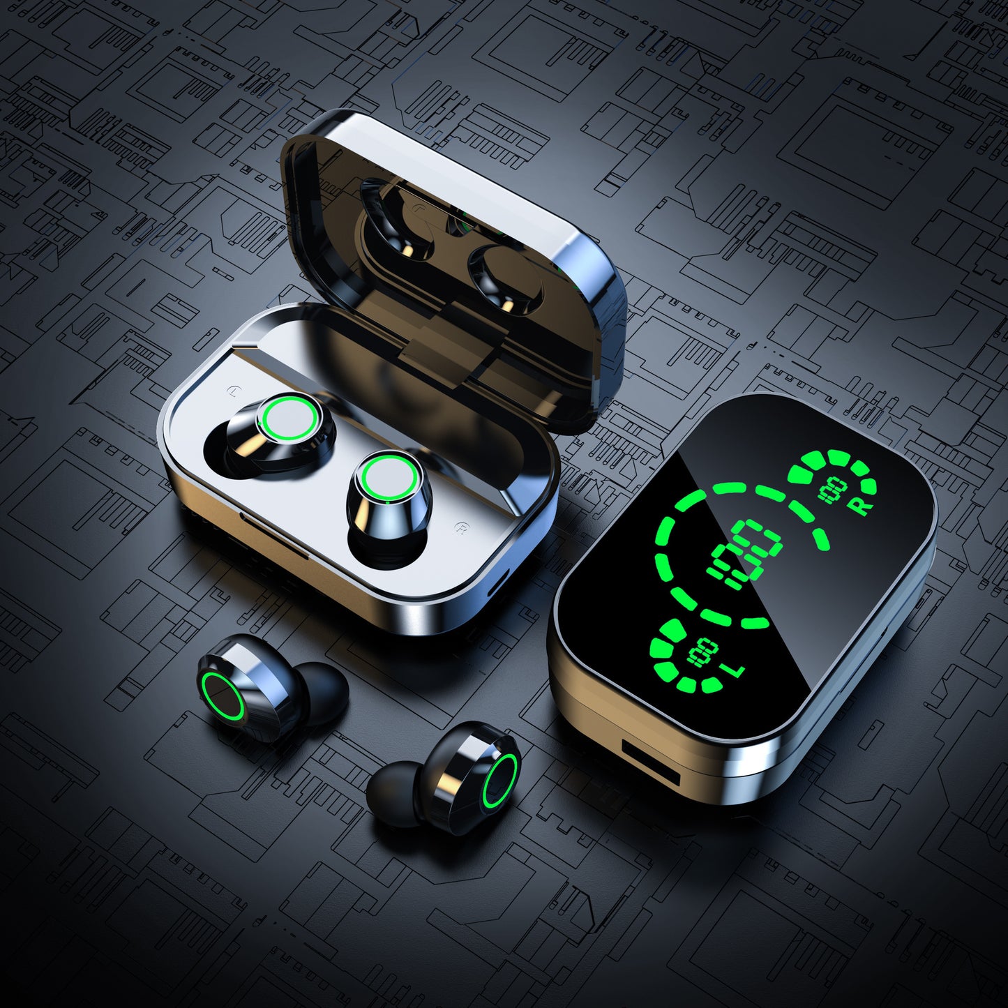 Hi-Fi Sound Wireless Earbuds with LED Charging Case, Touch Control, Noise-Canceling In-Ear Headphones, Wireless Connectivity, Quick Charge Compatible, Voice Call Noise Reduction, and Battery Indicator - Ideal for Gaming & Spo