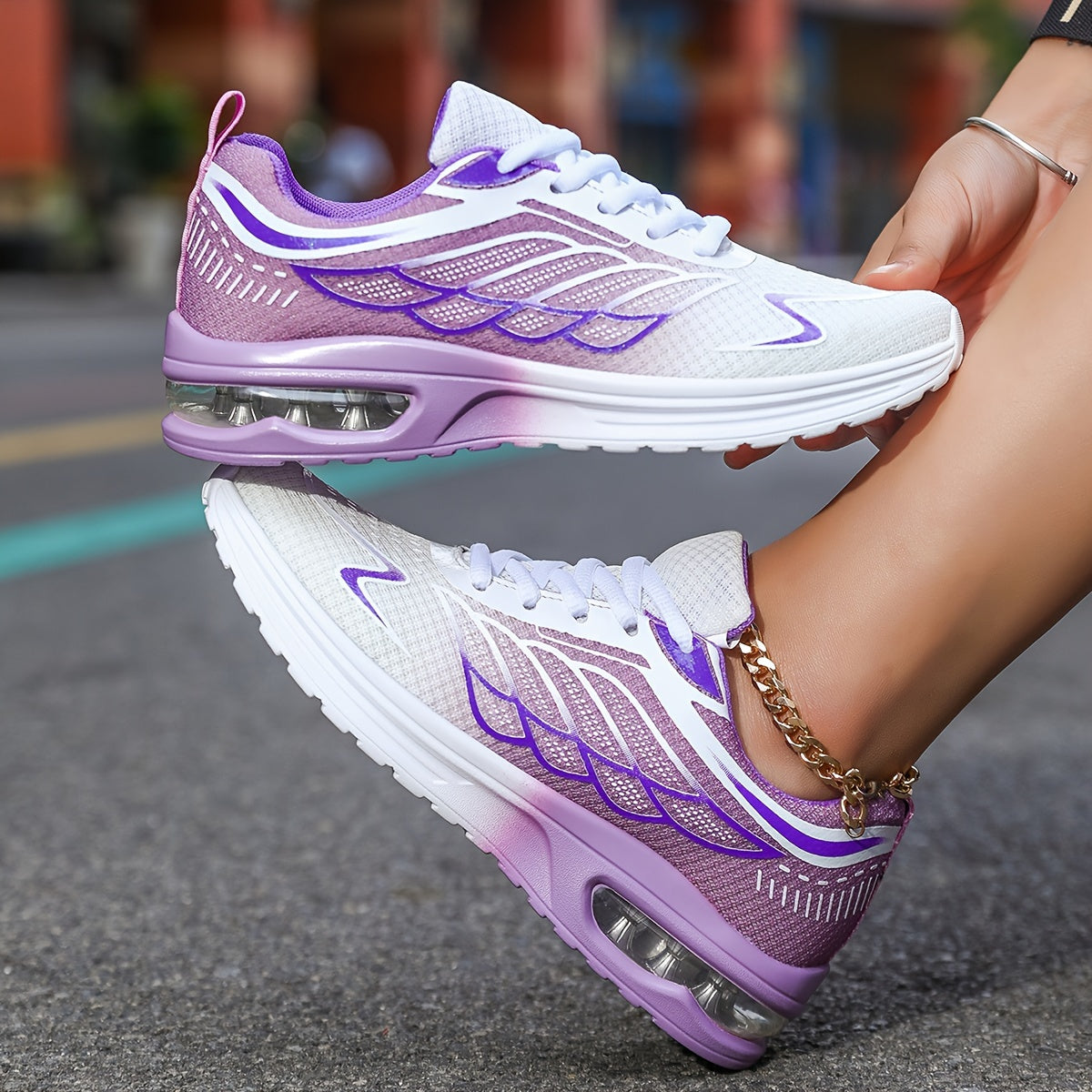 Women'S Casual Running Shoes, Lightweight EVA Upper & Inner, Fabric Insole, Faux Sole, Lace-Up Low Top, All-Season Solid Color, Flame Air Cushion Design, New Style 720