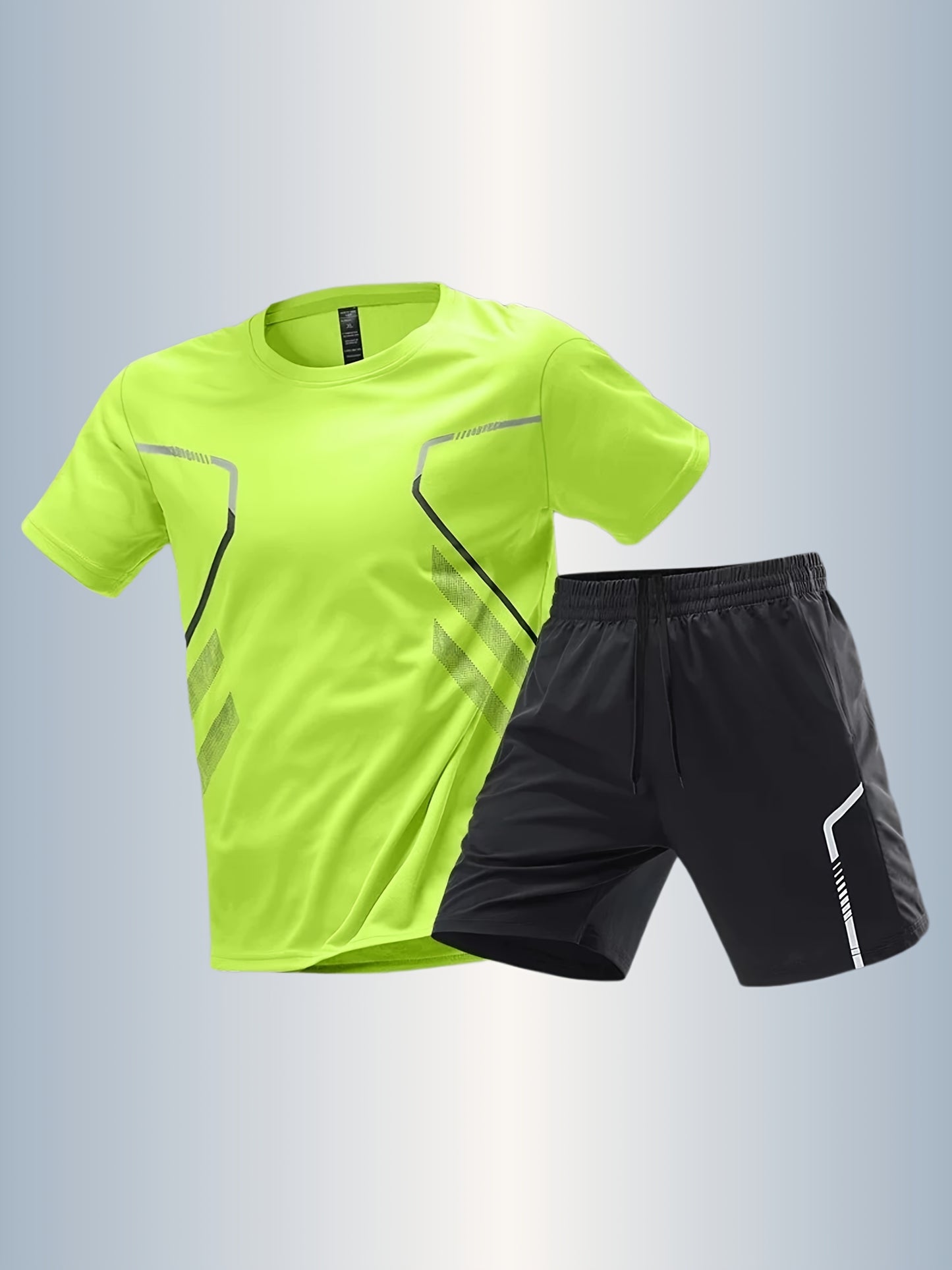 Men'S Lightweight Running Set - Breathable, Quick-Dry Athletic Wear with Zipper Pockets, Ideal for Outdoor Fitness & Training, Casual Sportswear|Casual Sportswear, Athletic Wear