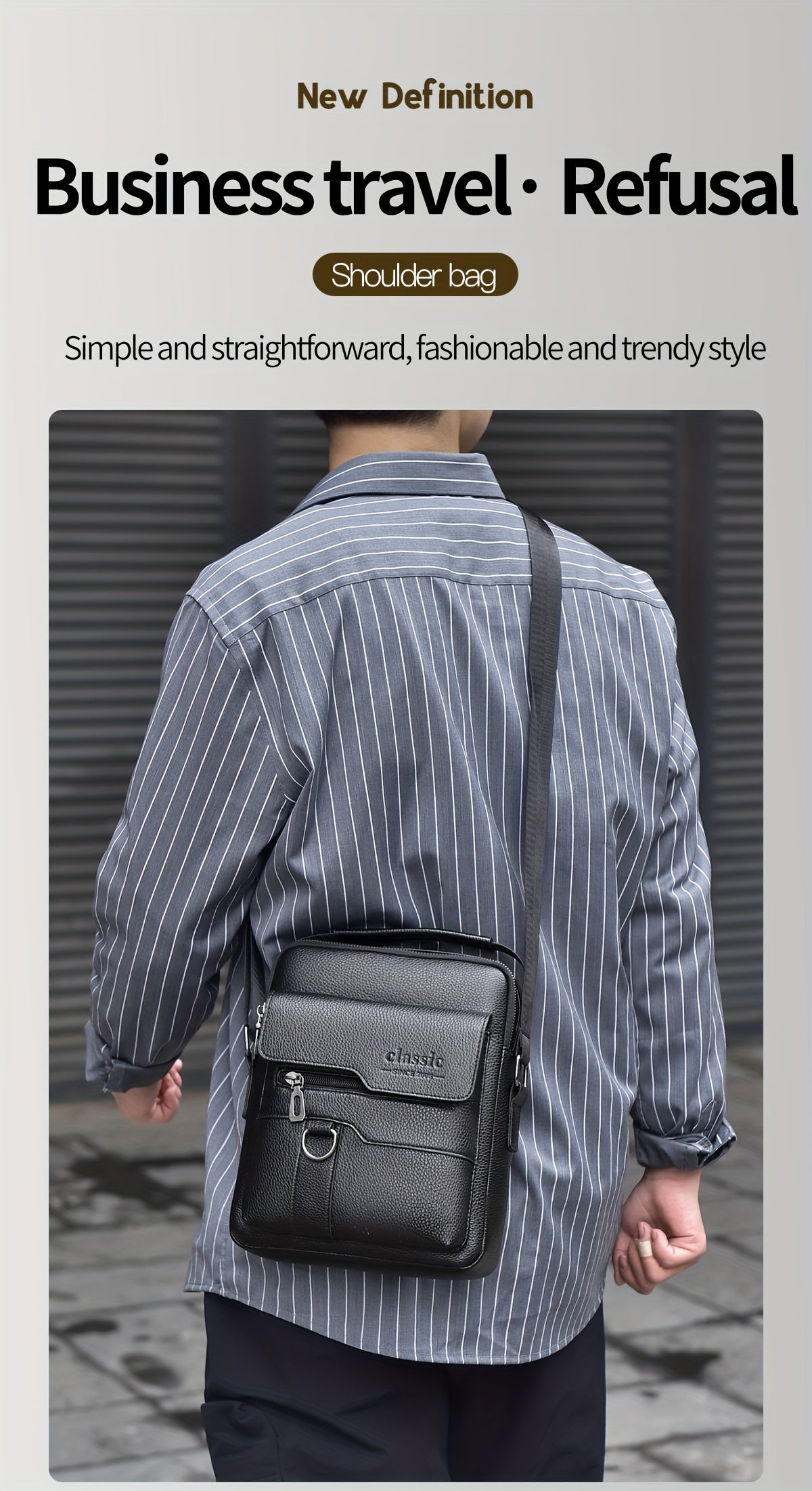 WEIXIER Men'S Set Shoulder Bag, Unisex Waist Postman Bag, Crossbody Chest Bag, Handbag, PU Fabric Multi-pocket, with Card Holder Wallet, Adjustable Detachable Shoulder Strap, Casual Commuting Bag Retro Business Texture Men'S