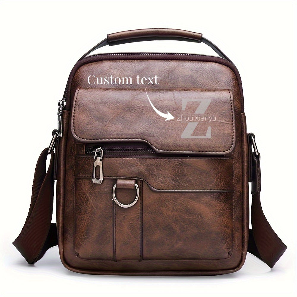 Personalized 26-Letter Men's Shoulder Bag DIY Casual Business Crossbody Vertical Handbag Christmas Father's Day Valentine's Day Thanksgiving Gift