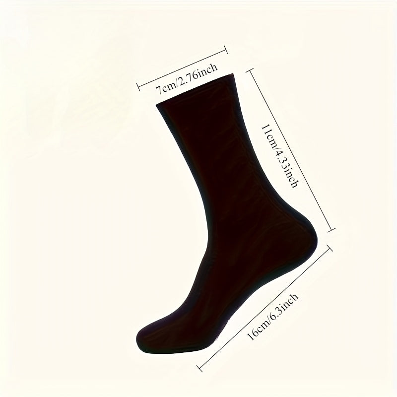 10 Pairs Men's Classic Dress Socks - Lightweight Breathable Office Business Casual Crew Socks, Solid Black, Machine Washable Comfort Fit, Smooth Texture