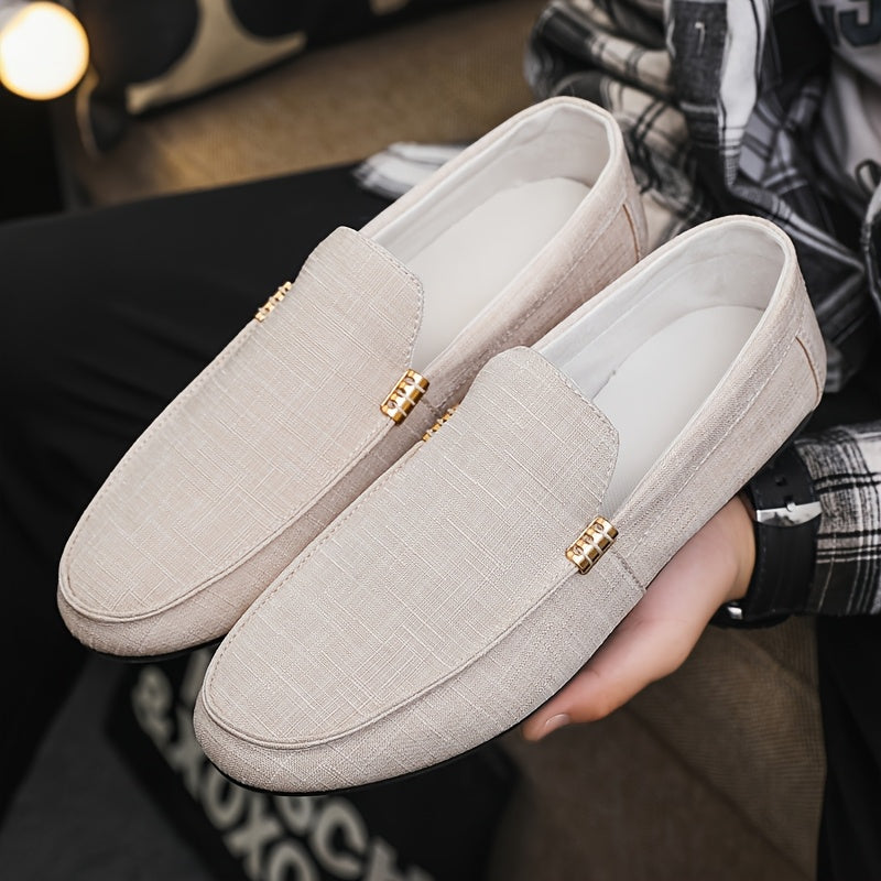 Men's Slip-On Casual Sneakers - Breathable Upper, EVA Cushioned Insole & Durable PU Sole - Low-Top Round Toe Design for All-Season Outdoor Hiking, Daily Wear & Leisure Activities, Allseason Shoes | Stylish Slipons | Fabric Li