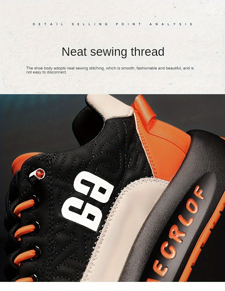 Men'S Large Size Versatile Chinese Style Sneakers - Casual Sports Thick Sole Dad Shoes, Low Top, Elastic Band Closure, Faux Upper, Fabric Lining, Rubber Sole, EVA Insole, Fashion Sneakers