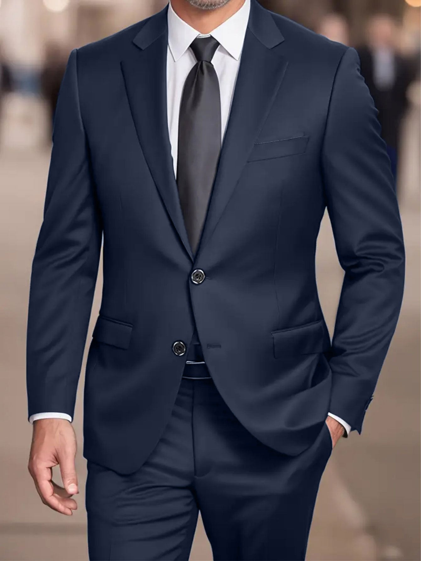 Men'S Formal Suit Set Featuring a Two-Button Lapel Jacket And Trousers. A Simple, Comfortable, And Classic Outfit for Adult Males, Suitable for Professional Office Wear, Elite Business Attire, High-End Casual Suits, And Profe