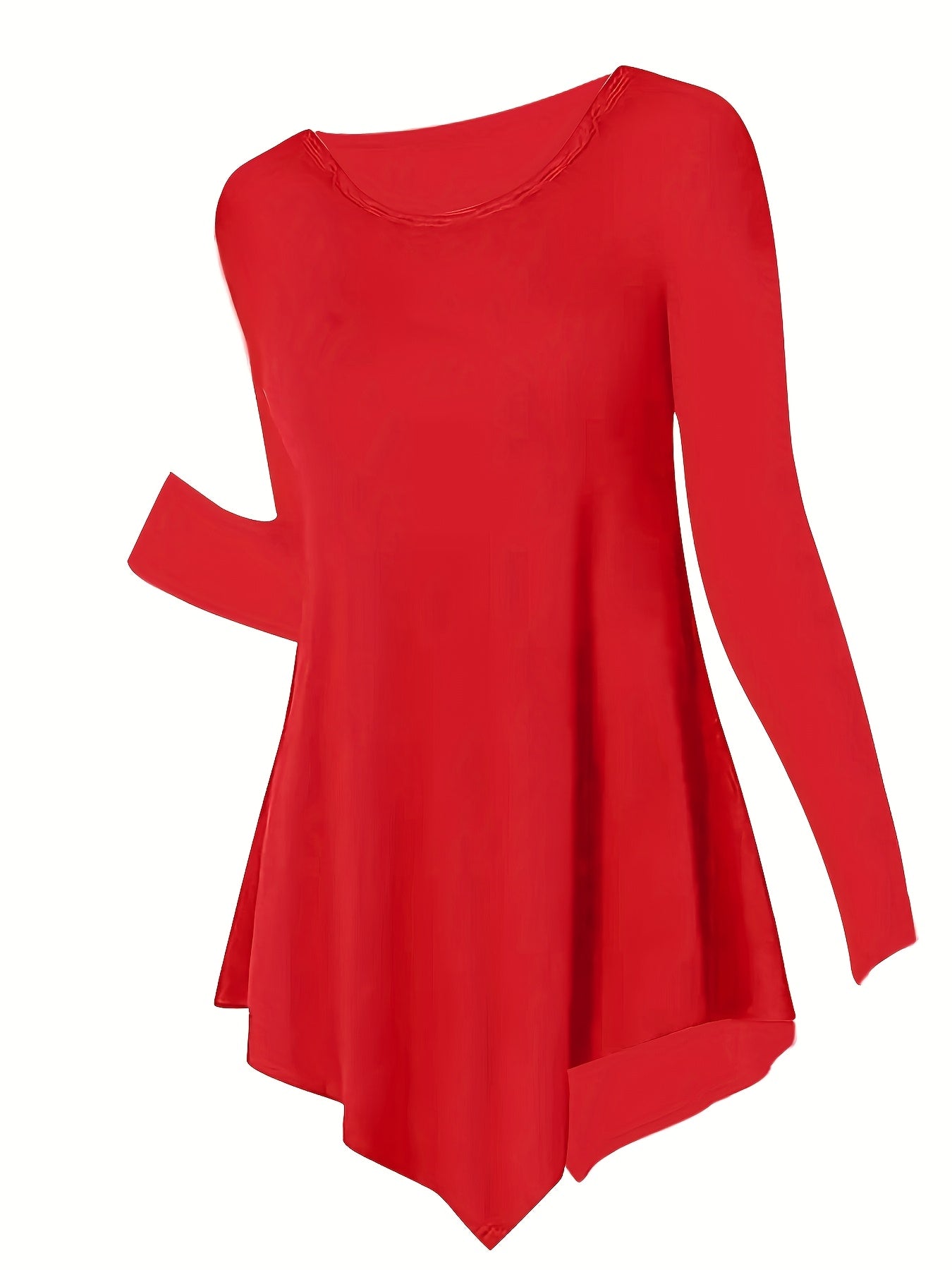 Women's Casual Long Sleeve Tunic Top, Polyester 95% Spandex 5% Knit Fabric, Solid Color Crew Neck Blouse for Spring/Summer/Fall, Spring Summer Blouse|Tunic Style|Solid Color Top