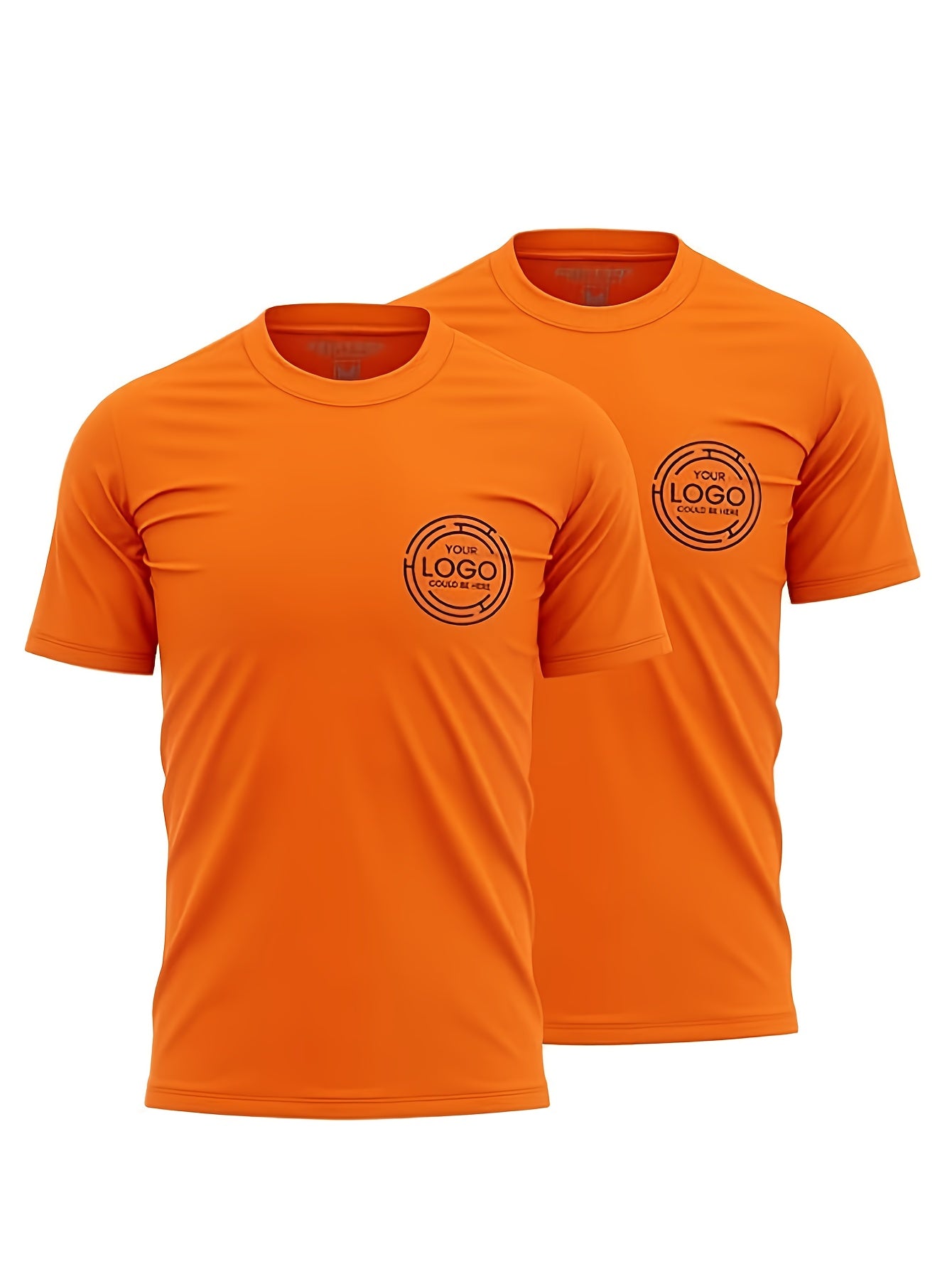 2pcs Men's Quick-Dry T-Shirts - Moisture-Wicking Breathable Gym Shirts with Custom Logo Print, Regular Fit Round Neck for Workout & Casual Wear, Workout Shirts, Durable Sportswear