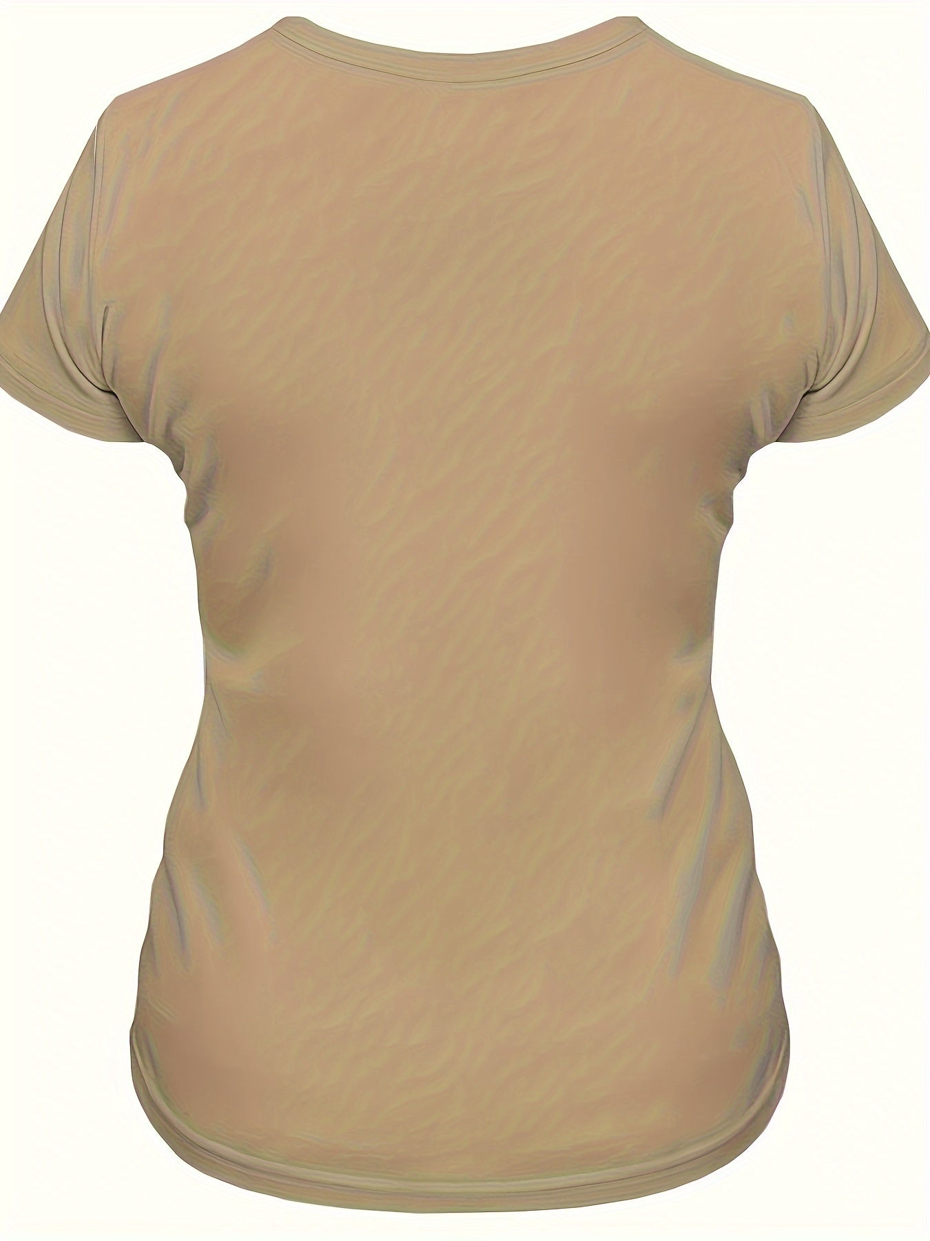 Women's Casual Sport T-Shirt, Round Neck, Heart And Happy Print, Short Sleeve, Soft Knit