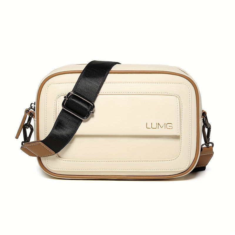 LUMG Fashion Faux Leather Crossbody Bag, Small Square Sling Shoulder Bag, Casual Messenger Chest Pack, Ideal for Valentine's Day Gift, Adult Birthday Present, Daily Commute - Adjustable Strap - Black