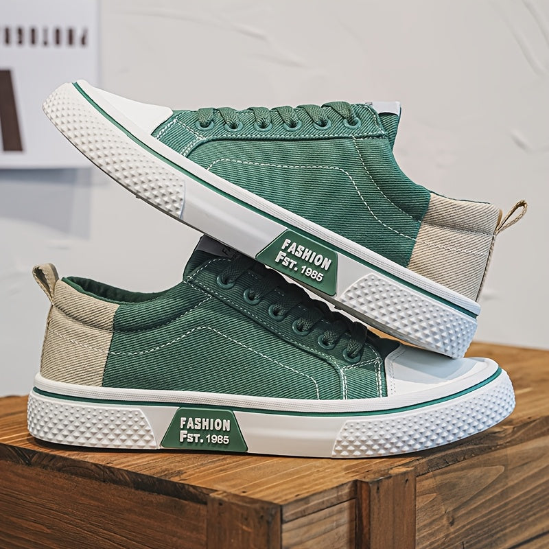Men'S Breathable Fabric Casual Canvas Shoes, Low-Top Lace-Up Outdoor Sneakers, Trendy Skate Shoes.
