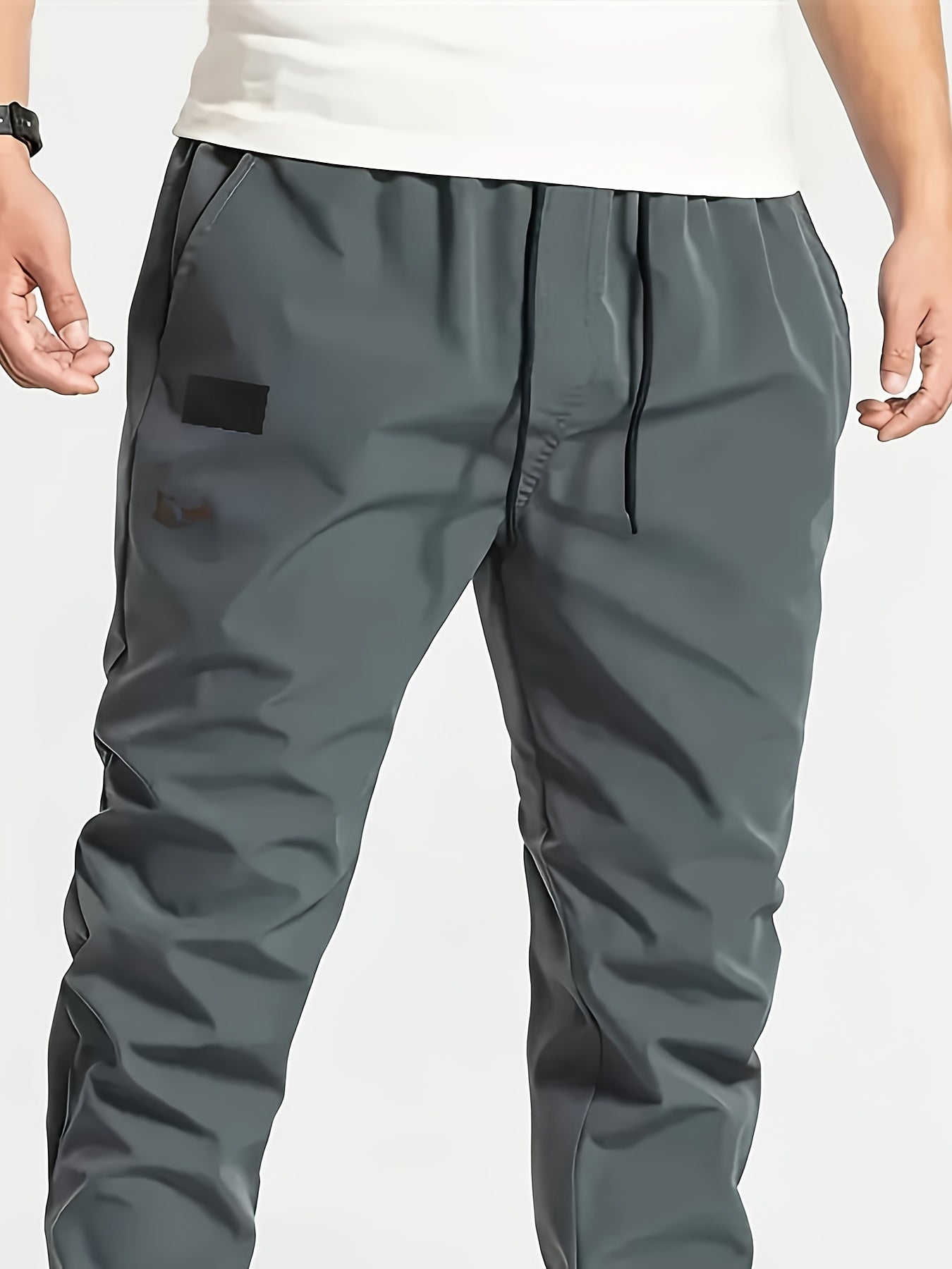 Men's Beige Cargo Pants with Multiple Pockets - Machine Washable, Comfortable Loose Fit, Ideal for Outdoor Activities, Durable Polyester Fabric