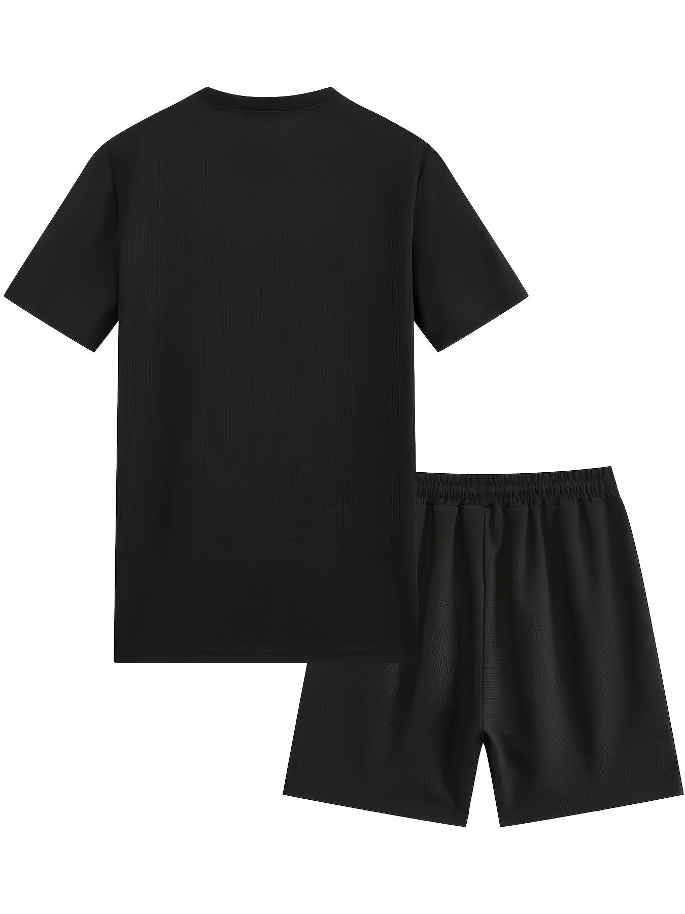 European and American Style Men's Basic Solid Color Set Round Neck Short Sleeve T-Shirt + Shorts Two-Piece Suit
