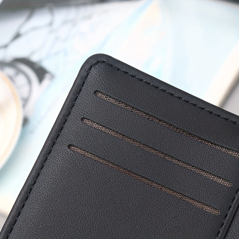Sleek Minimalist Men's Faux Leather Wallet - Ultra-Thin, Portable Credit Card Holder with Zipper Coin Purse - Perfect for Birthday & Father's Day Gifts