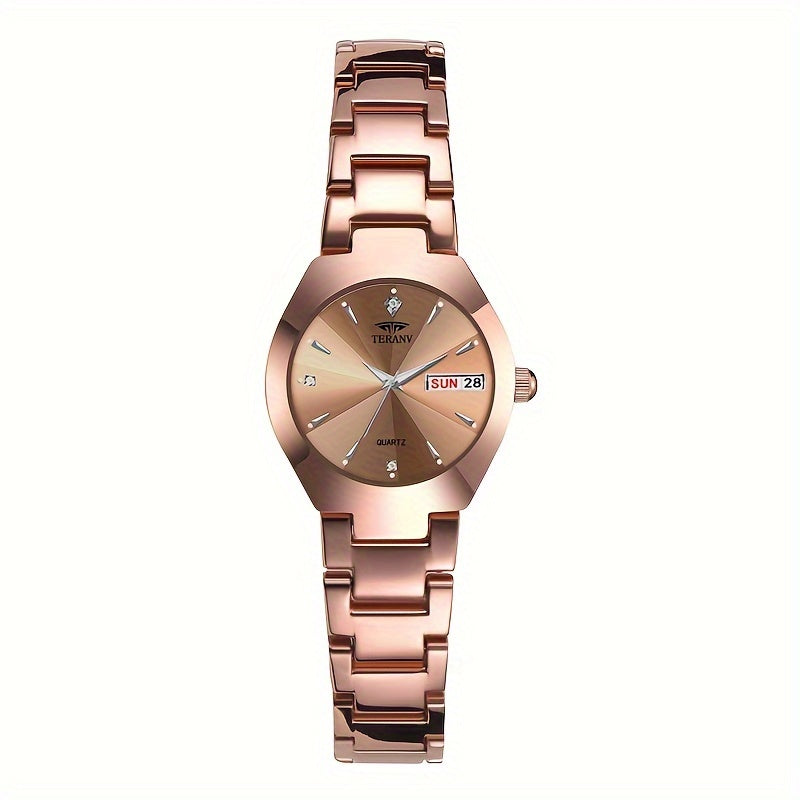 1 New Fashionable Quartz Ladies' Watch with Date Display - Black Dial, Luminous Hands & Markers, Stainless Steel Band, Casual Style, Travel & Business Use, Casual Style Watch | Minimalist Design | Quartz Movement