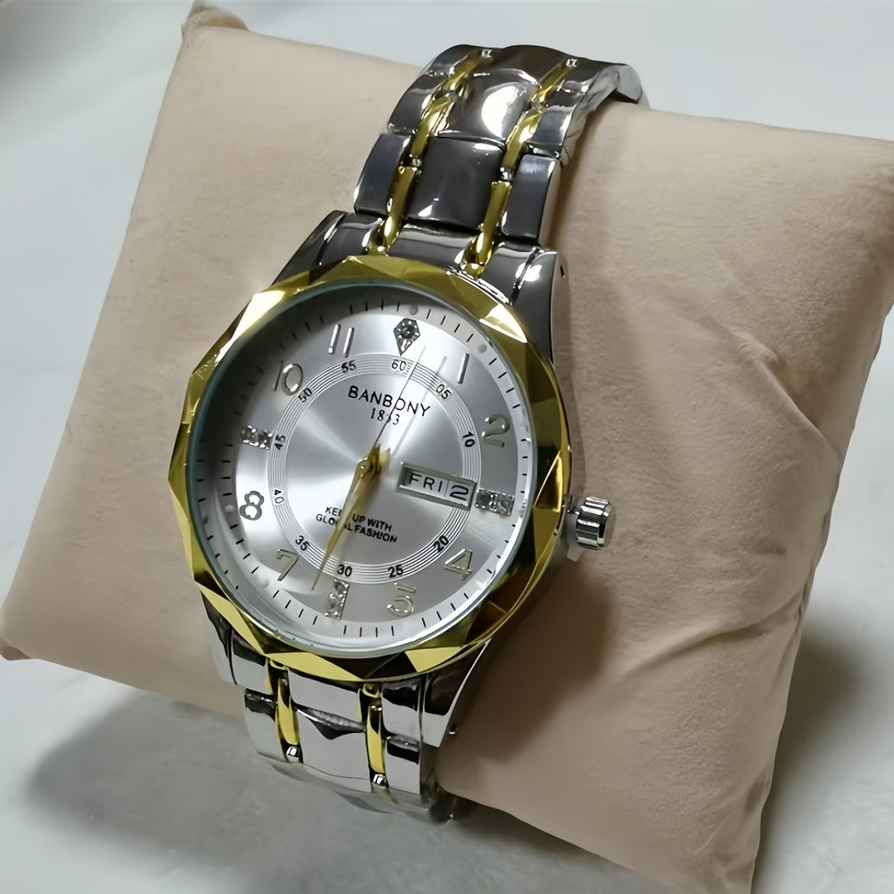 Multi Functional Watche Suitable for Both Women and Men/Calendar Date Display Rhinestone Decoration/Luminous/Stainless Steel Strap-Ideal Gift for Birthdays, Holidays, Anniversaries, Family, Friends-Suitable for Daily Wear, Pa