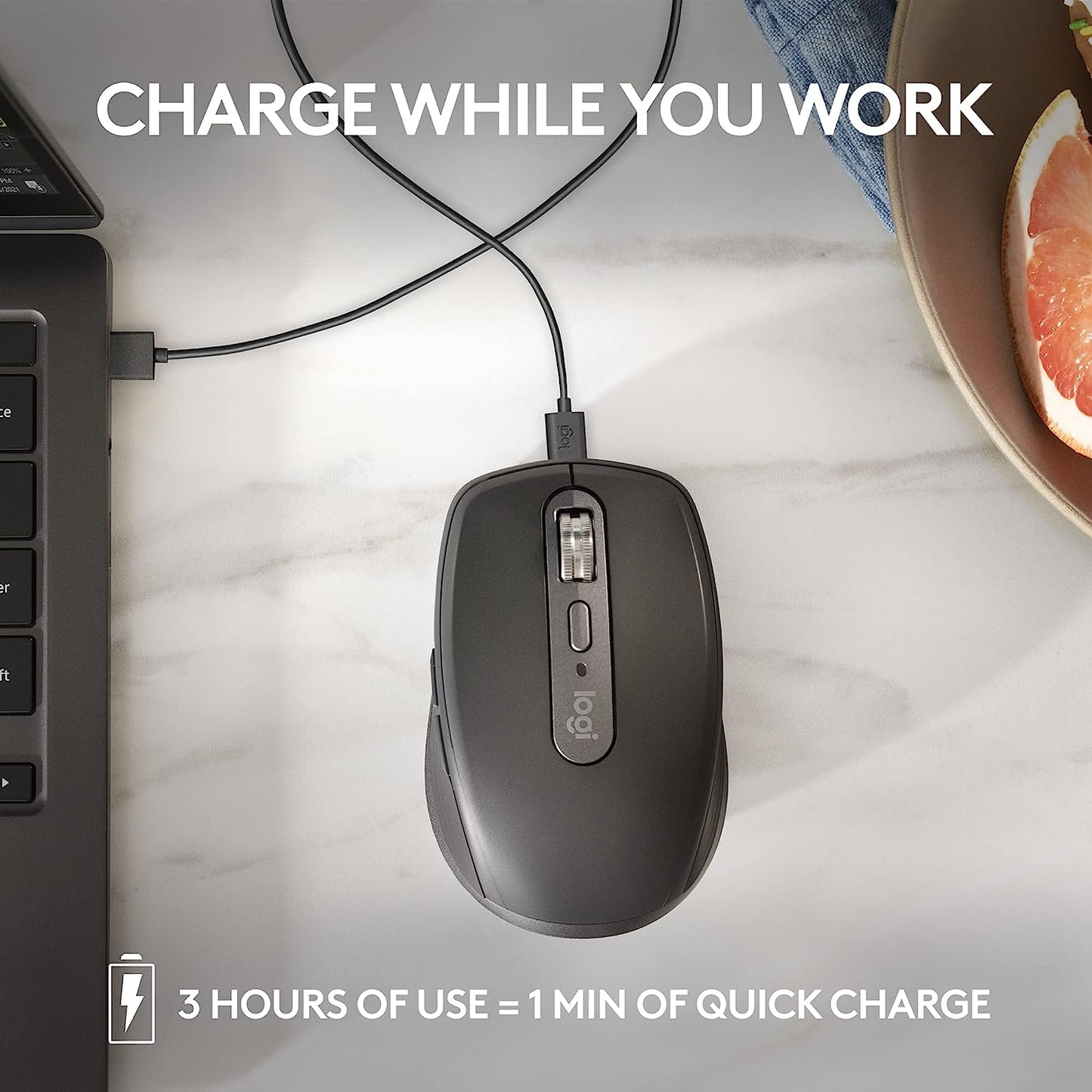 Logitech MX Anywhere 3S Compact Wireless Mouse, Fast Scrolling, 8K DPI Any-Surface Tracking, Quiet Clicks, Programmable Buttons, USB C, Bluetooth, Windows PC, Linux, Chrome, Mac - Graphite