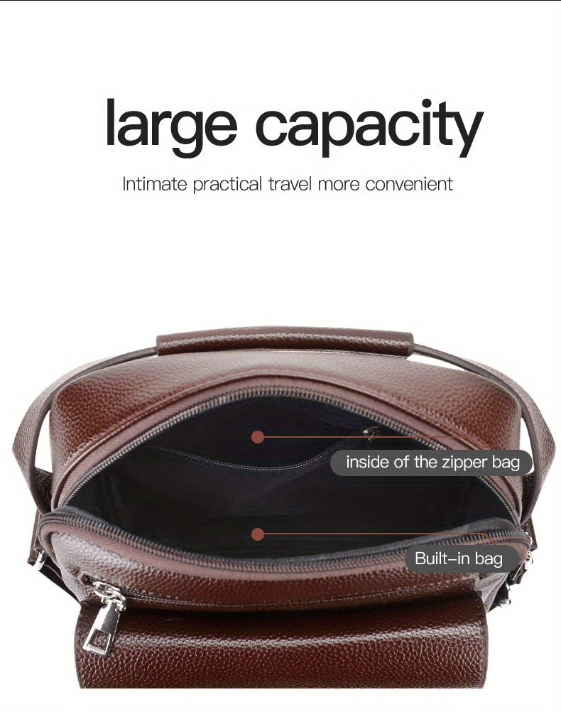 WEIXIER Men's Vintage Business Casual Adjustable Shoulder Bag - Black, Multiple Compartments, Zippered Pockets, Compact Design for Everyday Use, Everyday Shoulder Bag | Vintage Style Bag | Secure Zip Closure, Small Crossbody