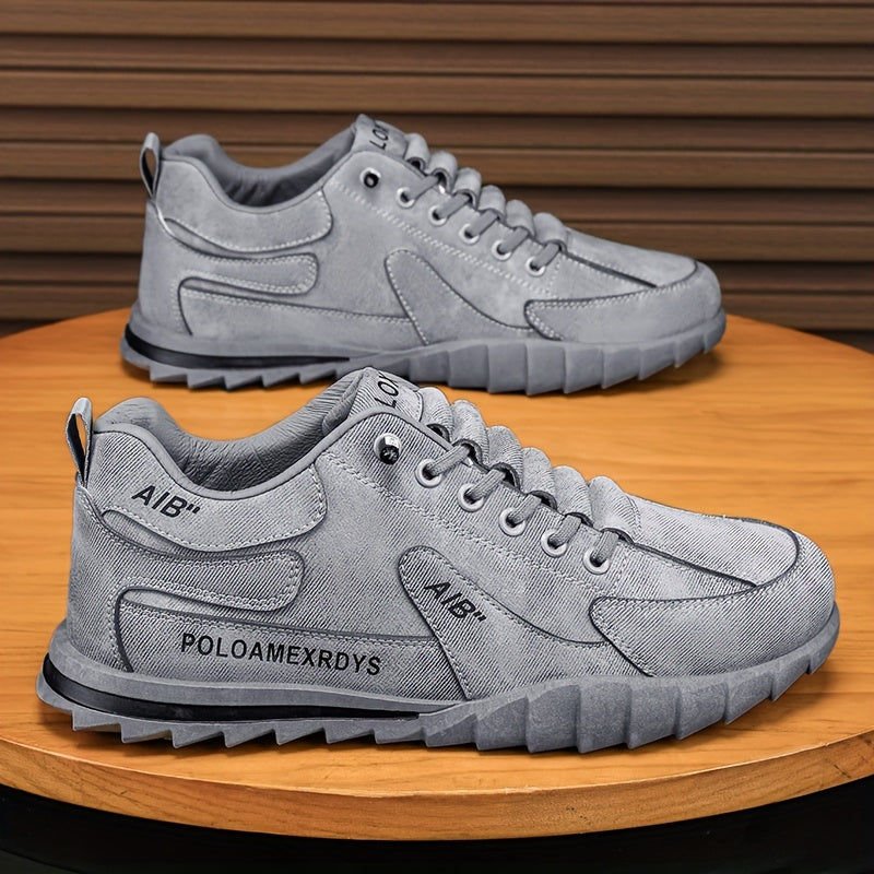 Men's Slip-On/Lace-Up Casual Shoes - All-Season Non-Slip Cushioned PVC Sole, Low-Top Athletic Sneakers Grey/ for Gym, Office, Everyday - Durable Canvas Upper & Non-Slip Grip Outsole, Grip Enhancing Footwear, Comfortable Lined