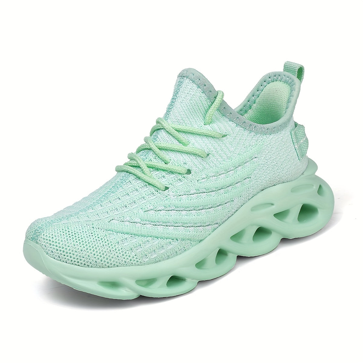Boys' Breathable Knit Sneakers - Lightweight Running & Training Shoes with Air Cushion, Non-Slip MD Sole, Lace-Up Design, Available in Black & White